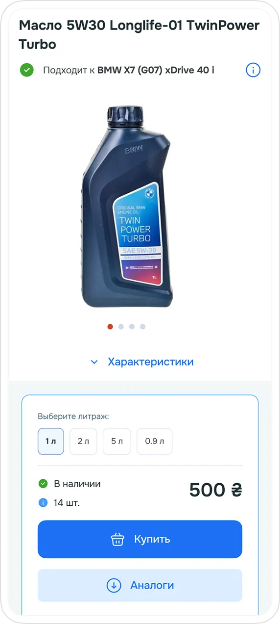 Картка товару на мобільному